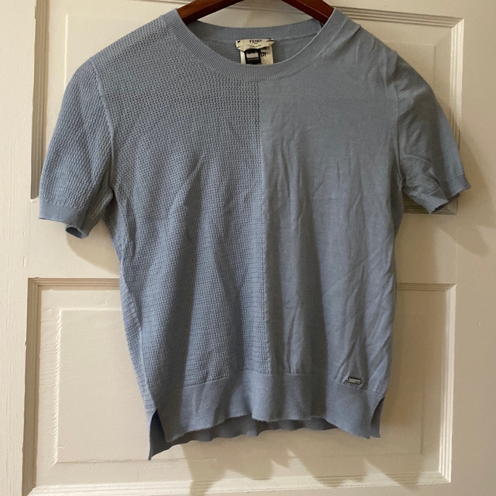Fendi powder blue knit top / cashmere and silk